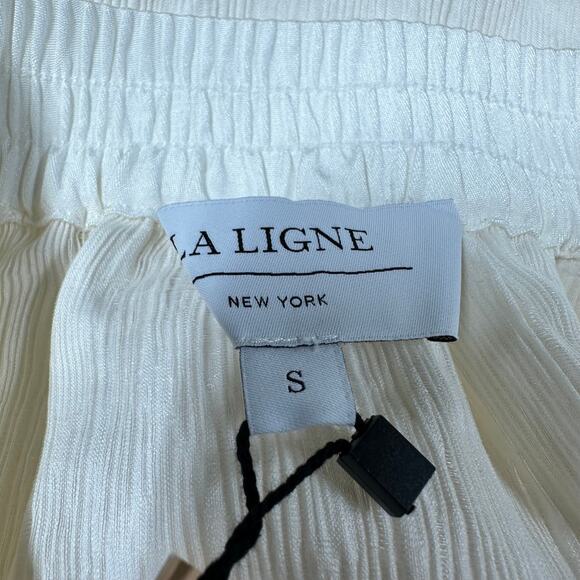 La Ligne NWT Crinkle Maxi Skirt Cream Color Size S Pull-On Waist Side Pockets - Picture 4 of 9